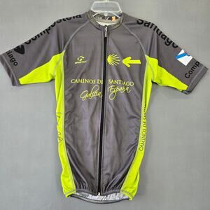 Sportex Gray Cycling Shirt Caminos De Santiago Short Sleeve Full Zip Men Size M